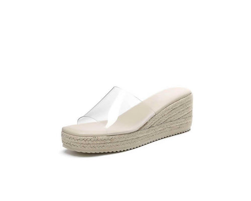 Mules compensées à larges brides transparentes - Oriya