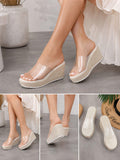 Mules compensées à larges brides transparentes - Oriya