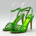 Sandales à talons crystal - Emeraude