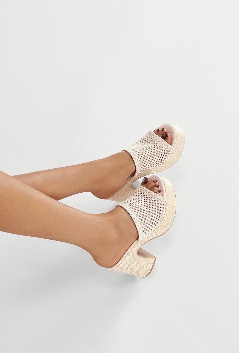 Mules plateforme raphia - Bella